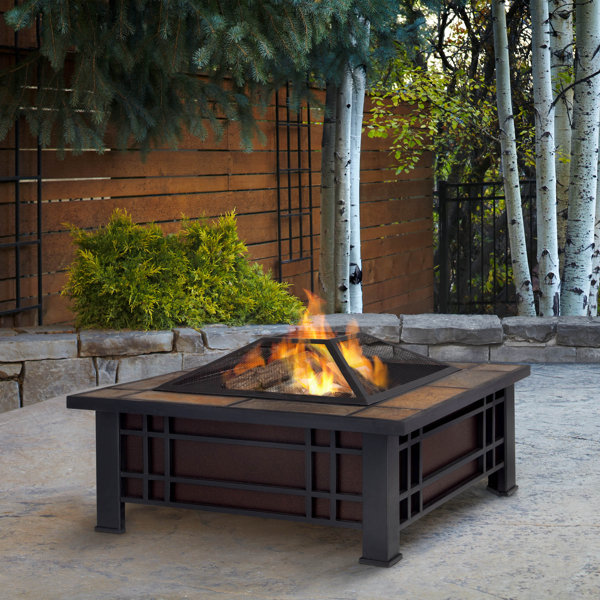 Real Flame Morrison Steel Wood Burning Fire Pit Table